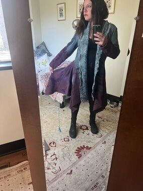 Boho Draped Cascade Jacket in Teal and Plum - Women's Coat